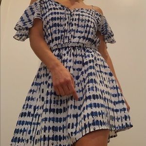 Blue & White Off the Shoulder Sundress